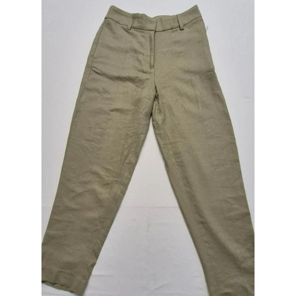 NWT H&M Women's Linen Blend Dress Pants Beige Trousers Slacks Size 4 EUR 36